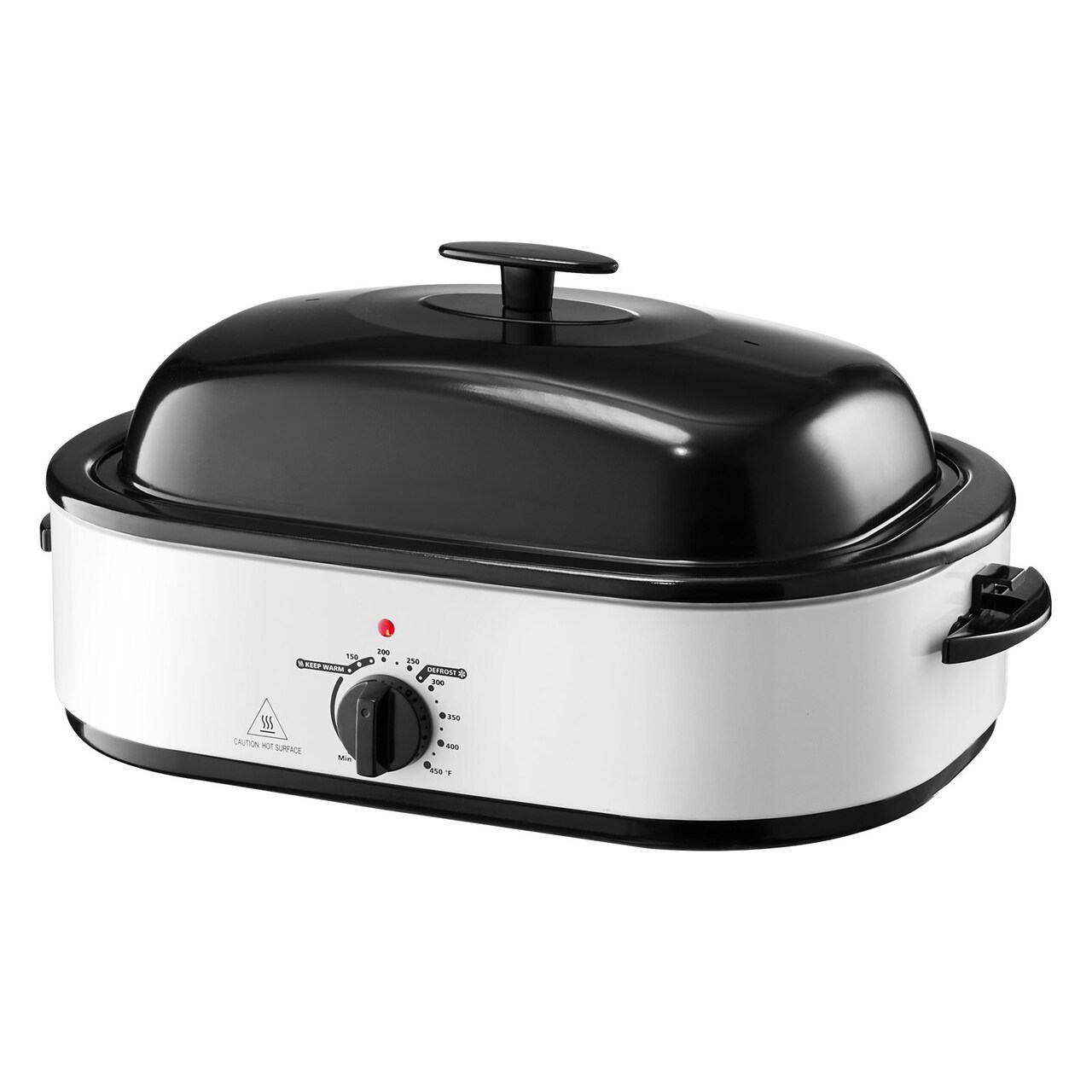 Black-Silver Iron 18QT Electric Roaster Oven with Self-Basting Lid